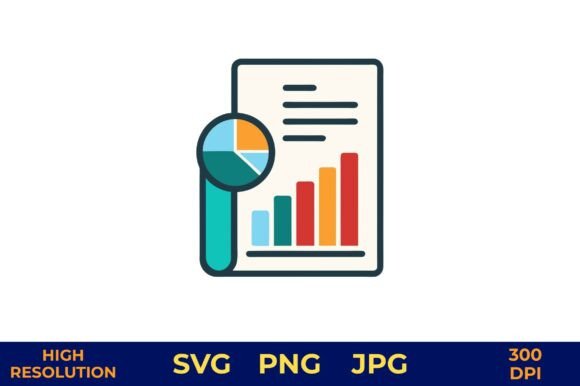 Business Data Analysis Icon with Charts: Essential Graphics and Illustrations for Modern Design