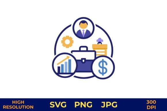 Business Loan Icon with Briefcase: A Versatile Graphic Design Asset for Branding