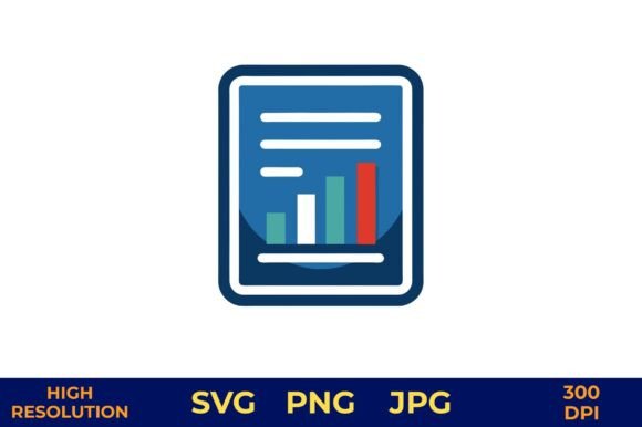 Business Report Icon with Bar Chart – A Solid Graphic Design Asset for Commercial Use