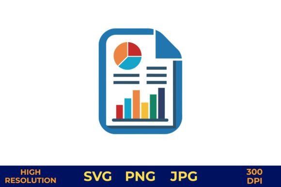 Business Report Icon with Charts: A Versatile Graphic for Editorial and Web Design