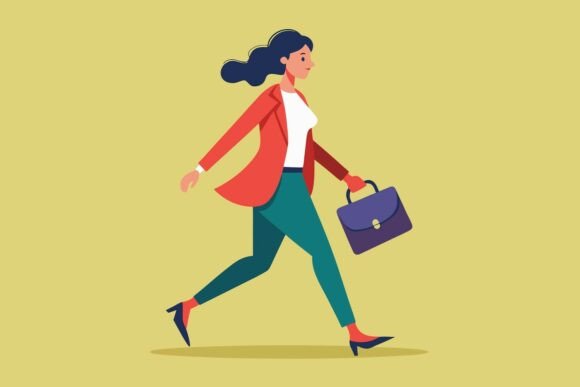 Business Woman Running with Briefcase Graphics and Freebies Review