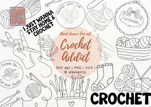 Crochet Elements SVG Bundle Hand Drawn Graphics and Illustrations Review
