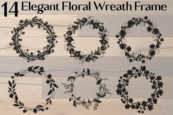 Elegant Floral Wreath Frame Graphics for Crafts