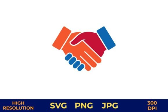 Handshake Icon for Business Partnership: A Vibrant Graphic Design Asset