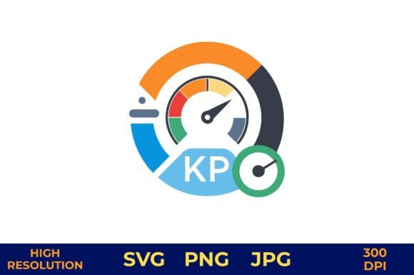 KPI Gauge Meter with Business Icons: A Versatile Graphic Design Asset for Marketing