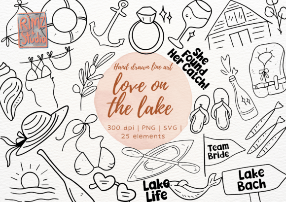 Lake Bachelorette Hand Drawn SVG Element Graphics and Illustrations Review